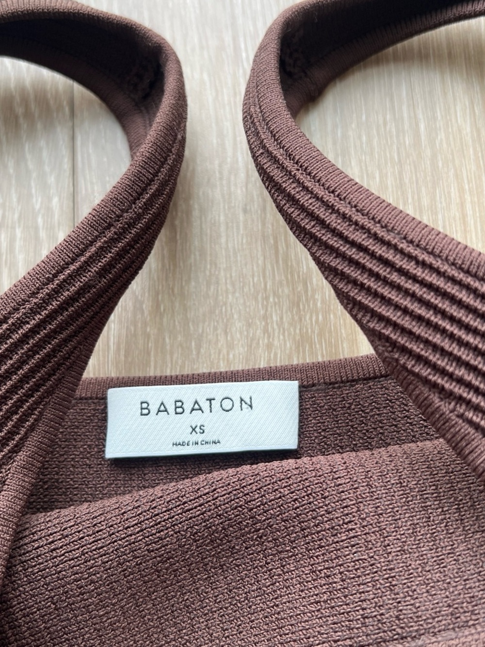 Aritzia Babaton Ribbed Square-Neck Crop Tank in Deep Chocolate - Picture 3 of 4